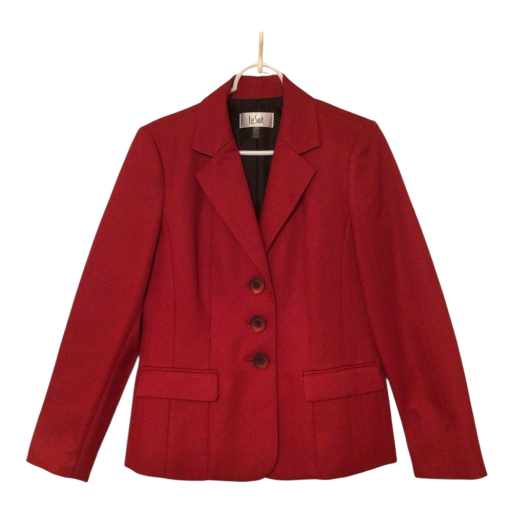 Le Suit Red Pantsuit Size 6 - Picture 3 of 4